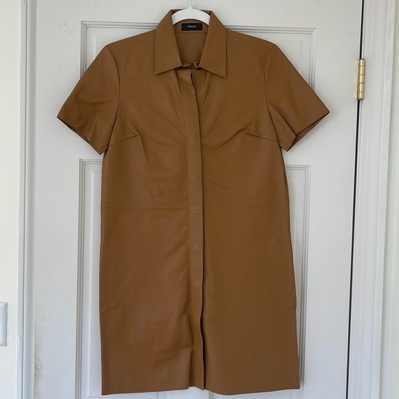 Theory Dresses & Skirts - Theory Leather Shirt Dress